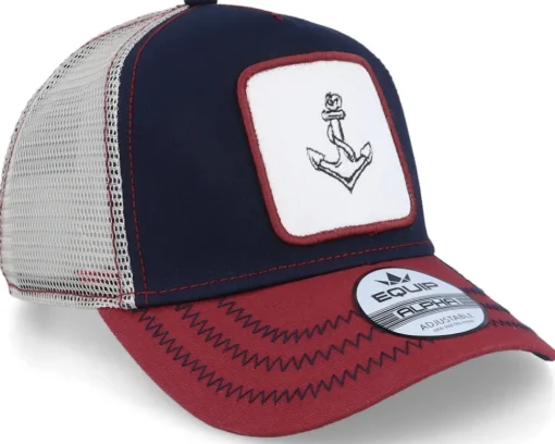 Nautical Anchor Patch Navy/Maroon White Trucker - Iconic