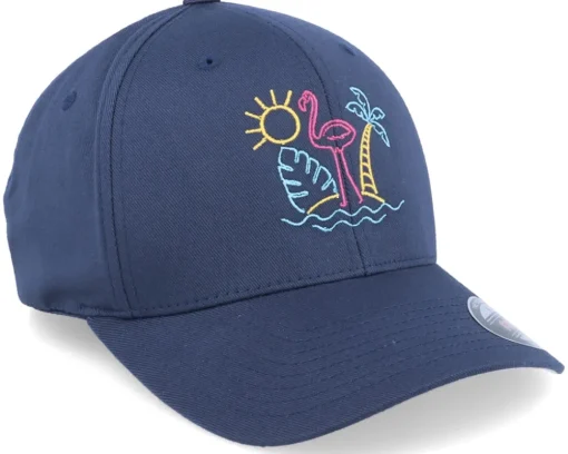 Neon Summer Beach Flamingo Navy Flexfit - Iconic