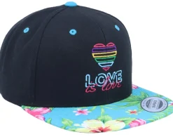 Neon Summer Love Hawaiian Black/Aqua Snapback