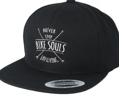 Never Stop Exploring Black Snapback - Bike Souls