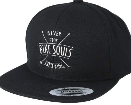 Never Stop Exploring Black Snapback - Bike Souls