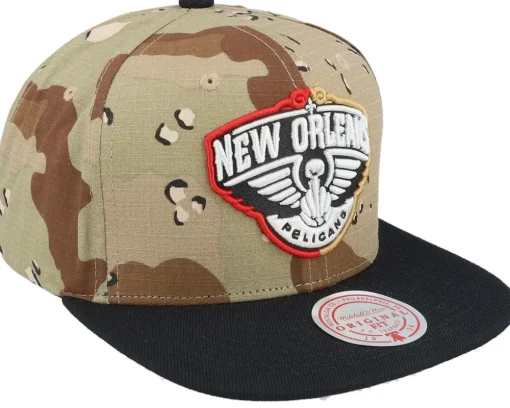 New Orleans Pelicans Choco Camo/Black Snapback - Mitchell & Ness