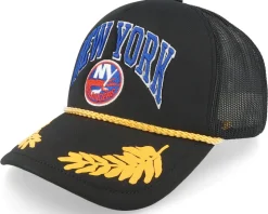 New York Islanders Gold Leaf Black Trucker - Mitchell & Ness