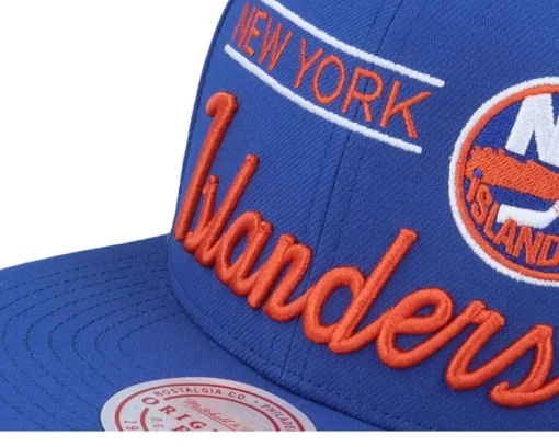 New York Islanders Retro Lock Up Blue Snapback - Mitchell & Ness
