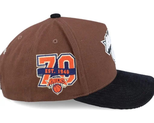 New York Knicks Brown Black Pink Brown A-frame Adjustable - Mitchell & Ness