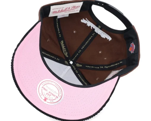 New York Knicks Brown Black Pink Brown A-frame Adjustable - Mitchell & Ness