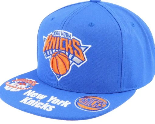 New York Knicks Front Face Blue Snapback - Mitchell & Ness