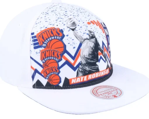 New York Knicks 90's Playa John Starks White Snapback - Mitchell & Ness
