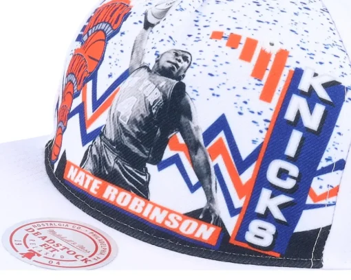 New York Knicks 90's Playa John Starks White Snapback - Mitchell & Ness