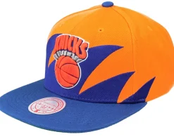 New York Knicks Sharktooth Orange/Royal Snapback - Mitchell & Ness