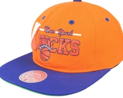 New York Knicks Varsity Letter Orange/Royal Snapback - Mitchell & Ness