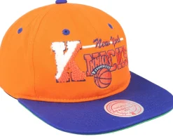 New York Knicks Varsity Letter Orange/Royal Snapback - Mitchell & Ness