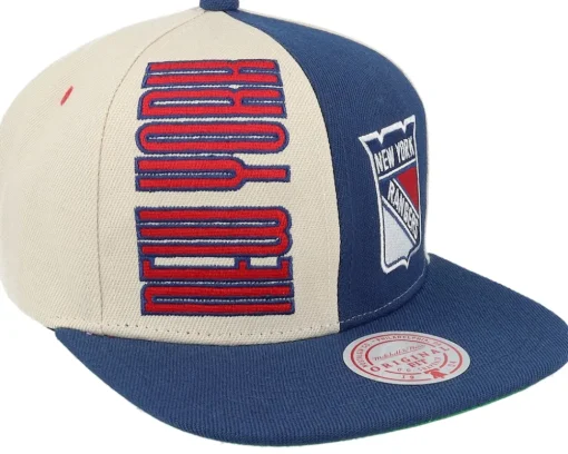 New York Rangers Pop Panel Off White/Navy Snapback - Mitchell & Ness