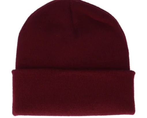 Old English B Patch Burgundy Beanie - Bearded Man