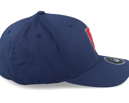 Old English Logo White On Navy Flexfit - Bearded Man