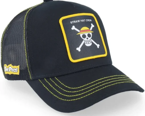 One Piece Logo Black Trucker - Capslab