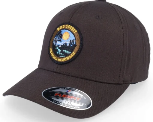 Outdoor Landscape Sunset Logo Brown Flexfit - Wild Spirit