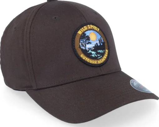 Outdoor Landscape Sunset Logo Brown Flexfit - Wild Spirit