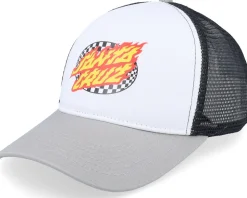 Oval Check Flame Black Trucker - Santa Cruz
