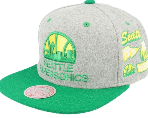 Own Brand Melton Patch Grey/Black Snapback - Mitchell & Ness