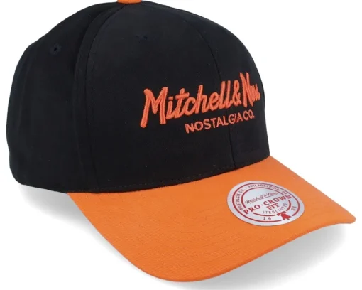 Own Brand Pinscript 2 Tone Pro Crown Black/Orange Adjustable - Mitchell & Ness