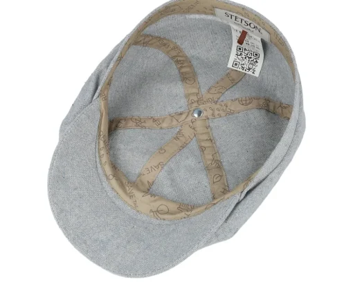 6-panel Cap Cotton Sustainable Light Blue Flat Cap - Stetson