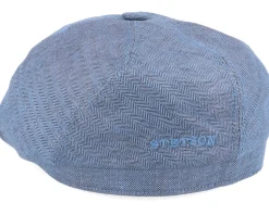 6-Panel Cap Fischgrat Navy Linen Flat Cap - Stetson
