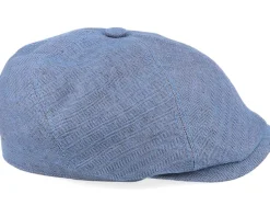 6-Panel Cap Fischgrat Navy Linen Flat Cap - Stetson