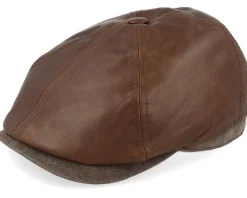 6-panel Cap Goat/Pigskin Brown Flat Cap - Stetson