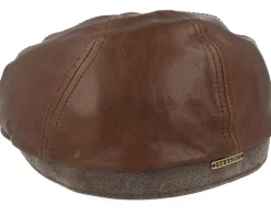 6-panel Cap Goat/Pigskin Brown Flat Cap - Stetson