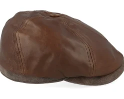 6-panel Cap Goat/Pigskin Brown Flat Cap - Stetson