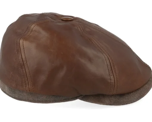 6-panel Cap Goat/Pigskin Brown Flat Cap - Stetson