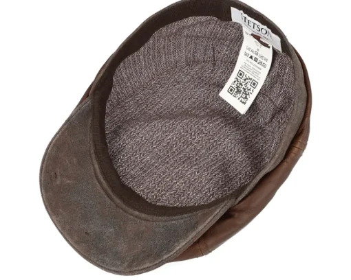 6-panel Cap Goat/Pigskin Brown Flat Cap - Stetson