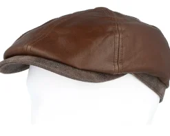 6-panel Cap Goat/Pigskin Brown Flat Cap - Stetson