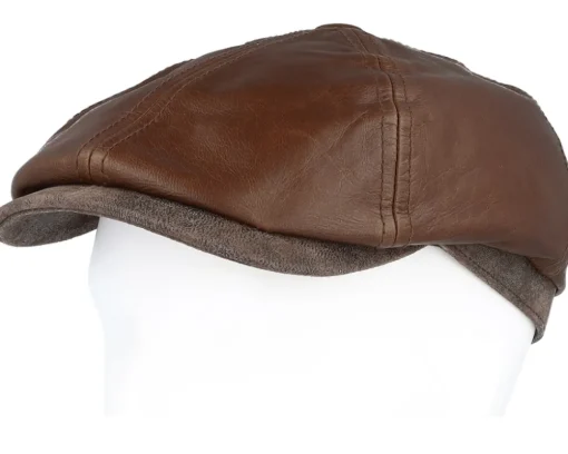 6-panel Cap Goat/Pigskin Brown Flat Cap - Stetson