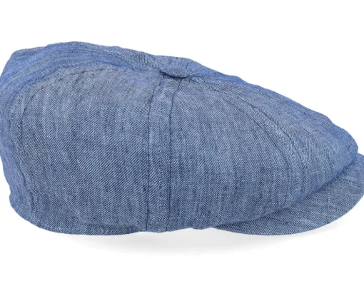 8-panel Cap Linen Blue Flat Cap - Lierys