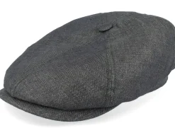 6-panel Cap Linen Olive Herringbone Flat Cap - Stetson
