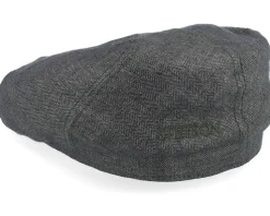 6-panel Cap Linen Olive Herringbone Flat Cap - Stetson