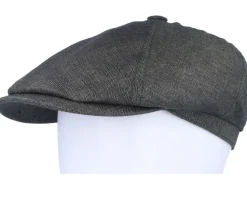 6-panel Cap Linen Olive Herringbone Flat Cap - Stetson