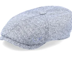 6-Panel Cap Silk Black/White Flat Cap - Stetson