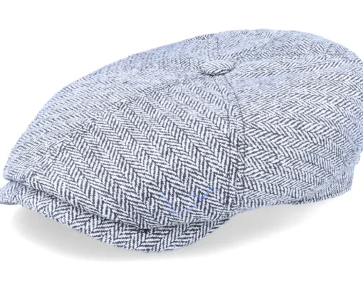6-Panel Cap Silk Black/White Flat Cap - Stetson