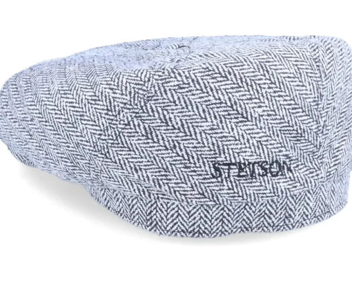 6-Panel Cap Silk Black/White Flat Cap - Stetson
