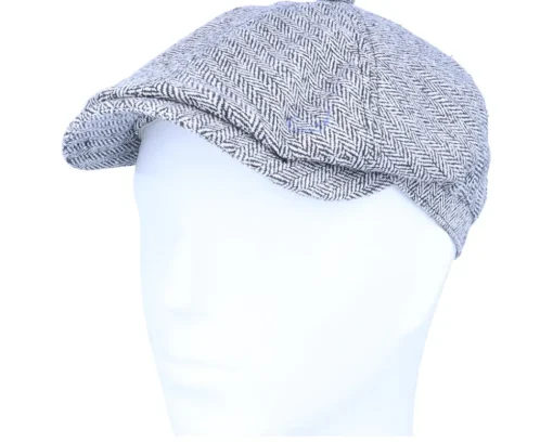 6-Panel Cap Silk Black/White Flat Cap - Stetson