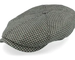 6-panel Cap Silk Houndstooth Blue/Brown Flat Cap - Stetson