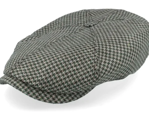 6-panel Cap Silk Houndstooth Blue/Brown Flat Cap - Stetson