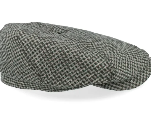 6-panel Cap Silk Houndstooth Blue/Brown Flat Cap - Stetson
