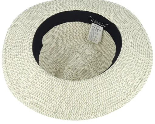 Paper Mix Fedora Ribbon Grass-green/Linen Straw Hat - Seeberger