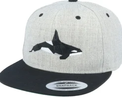 Paper Orca Heather Grey/Black Snapback - Origami