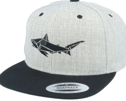 Paper Shark Heather Grey/Black Snapback - Origami