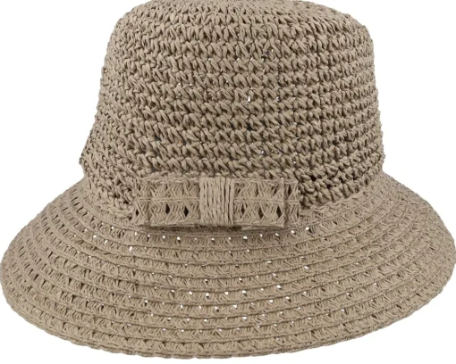Paper Straw Bell Whith Ribbon Brown Straw Hat - Seeberger